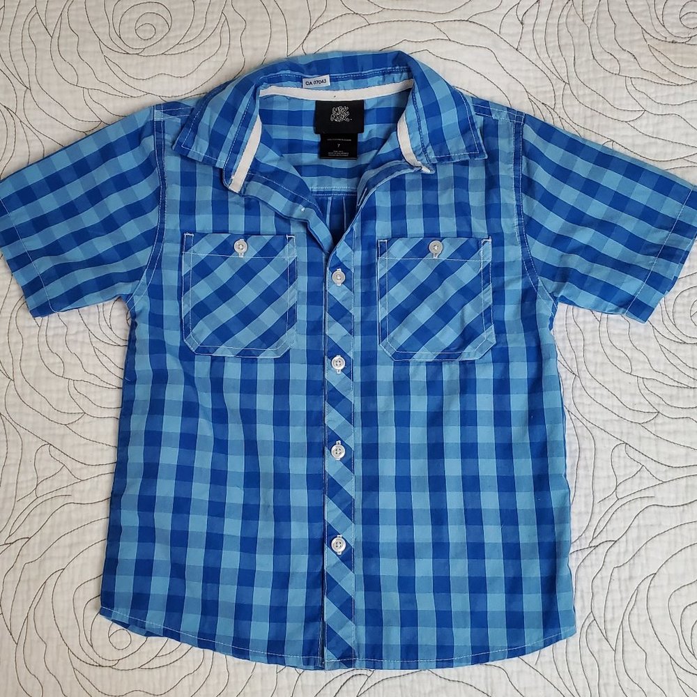 FREE W/ BUNDLE [7Y] Plaid Mick Mack Button Up Short Sleeved Shirt